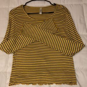 yellow, black, white Long sleeve shirt